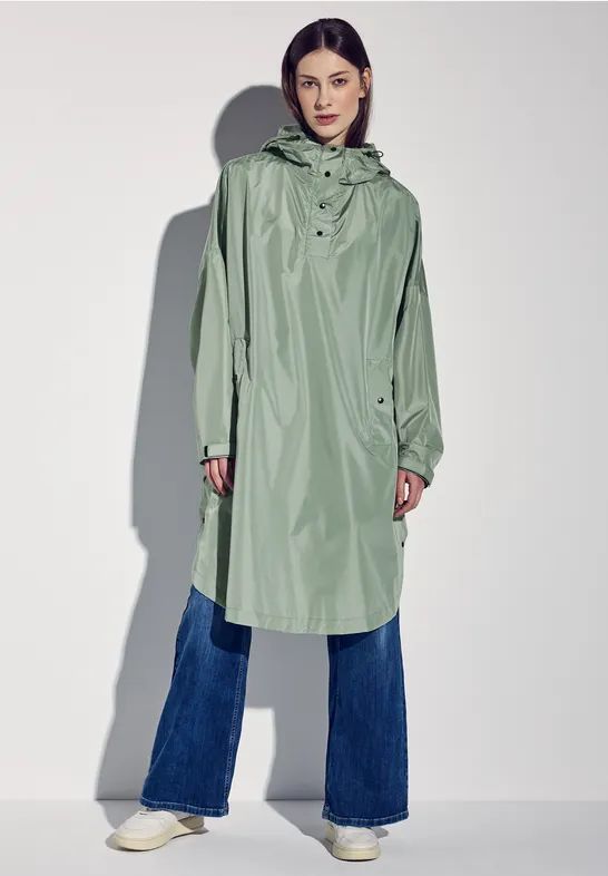 Street One - Dames Poncho - Groen - Waterafstotend met Capuchon en Steekzakken