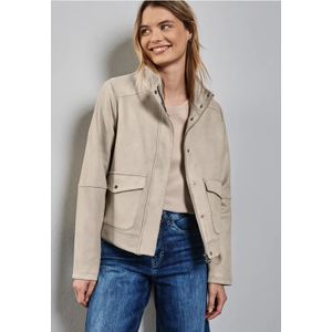 Street One Dames Kort Velours Jack - Beige
