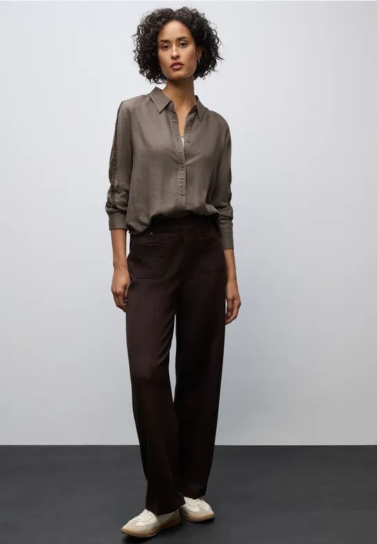 Street One - Blouse - Bruin - Dames - Met Galonstrepen