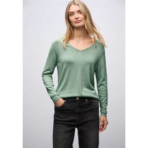 Street One Dames Trui met V-hals in Groen, in size: 34