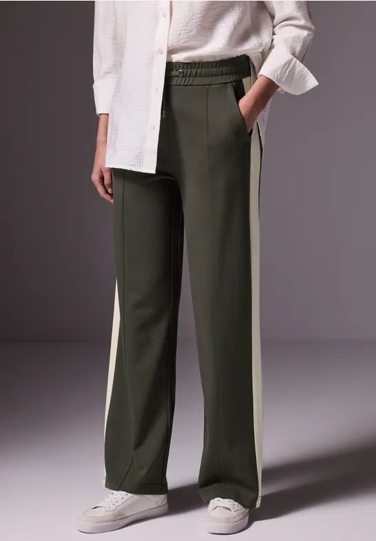 Street One - Studio F378699 - Damesbroek - Nacht groen - Hoge Taille - Brede Pijpen