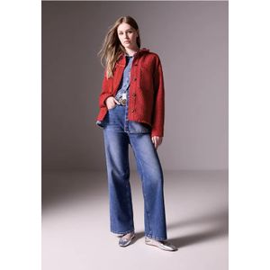 Street One Studio Dames Bouclé overhemd in Rood, in size: 42