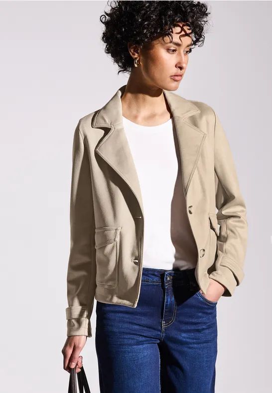Street One - A212610 - Fluwelen Damesjack - Beige Barley