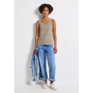 Street One Dames Top met hartvormige halslijn in Beige, in size: 34