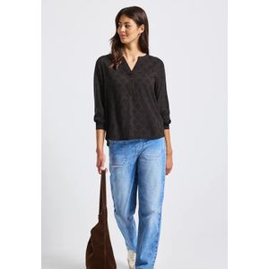 Street One Dames Tuniek met splithalsprint in Zwart, in size: 34