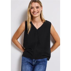 Street One Dames Materiaalmix top met tape in Zwart, in size: 34