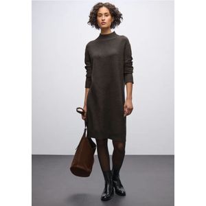 Street One Dames Gebreide midi-jurk in Bruin, in size: 42