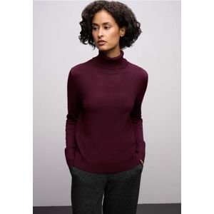 Street One Dames Basic trui met rolkraag in Rood, in size: 34