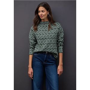 Street One Dames Cosy jacquard trui in Groen, in size: 34