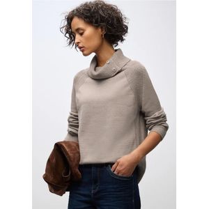 Street One Dames Trui met opstaande kraag in Beige, in size: 34