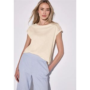 Street One Dames Shirt met kantdetail in Beige, in size: 42