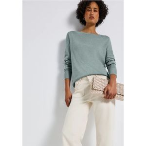 STREET ONE - Gebreide Trui - Nile Blue Mel - Met Boothals