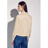 STREET ONE - Velours Hemdblouse - Beige - Katoen - Damesblouse