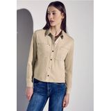 STREET ONE - Velours Hemdblouse - Beige - Katoen - Damesblouse