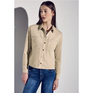 STREET ONE - Velours Hemdblouse - Beige - Katoen - Damesblouse