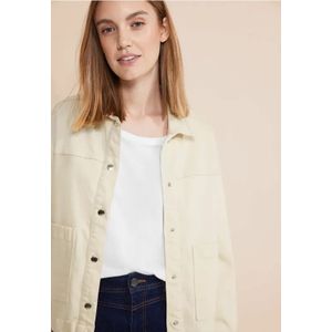 Street One Dames Beige jeansjasje in Wit, in size: 42
