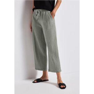 Street One Dames Mousseline broek Wide Legs in Groen, in size: 32