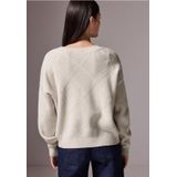 Pullover - Cream White Melange - Gebreide Trui - Korte Gebreide Trui - Ronde Hals