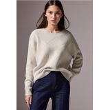 Pullover - Cream White Melange - Gebreide Trui - Korte Gebreide Trui - Ronde Hals