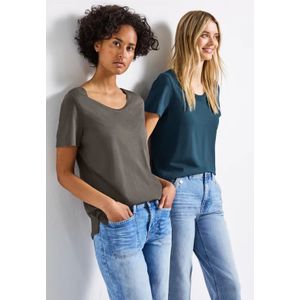 Street One Dames 2-pack V-hals Shirt in Multicolour, in size: 34