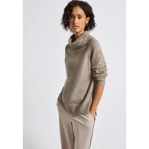 Street One Dames Trui met opstaande kraag in Beige, in size: 34