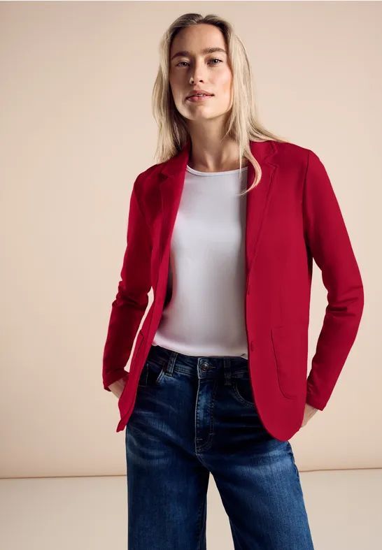 Street One Blazer - Rood - Dames - Opstaande Kraag en Zakken