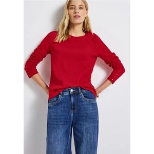 Street One Dames Shirt met geribde structuur in Rood, in size: 34