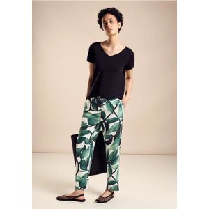 Street One Dames Broek met bloemenprint in Groen, in size: 34