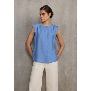 Street One Studio Dames Blousetop met ruches in Blauw, in size: 36