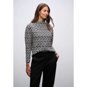 Street One Dames Cosy jacquard trui in Zwart, in size: 34