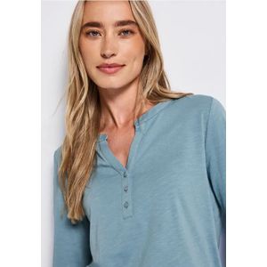 Street One Dames Shirt met gespleten hals in Blauw, in size: 34