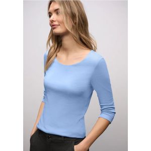 Street One Dames Basic Shirt met 3/4 mouwen in Blauw, in size: 34
