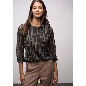 Street One Dames Shirt van mesh met patroon in Bruin, in size: 34