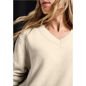 Street One Dames Trui met V-hals in Beige, in size: 34