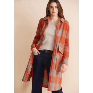 Street One - Damesjas - Ruitpatroon - Wolpercentage - Zakken - Knooppas - Shirtkraag