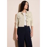 Street One Dames Kort jeansjasje in Beige, in size: 42