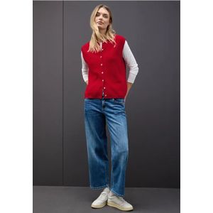 Street One Dames Mouwloos Cosy vest in Rood, in size: 34