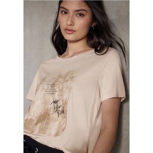 Street One Studio Dames Shirt met foliedruk in Beige, in size: 34