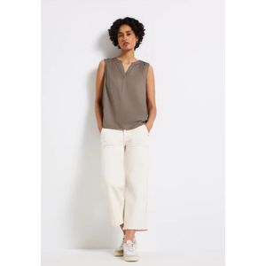 Street One Dames Blousetop met gespleten hals in Bruin, in size: 34