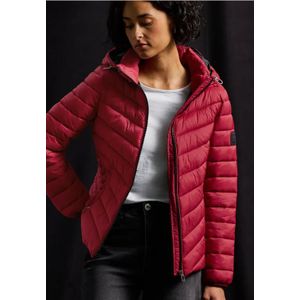 Street One - Dames Jas - Rood - Korte Gewatteerde Jack met Afneembare Capuchon