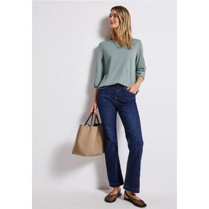 Street One Dames Shirt van jersey met gespleten hals in Blauw, in size: 34