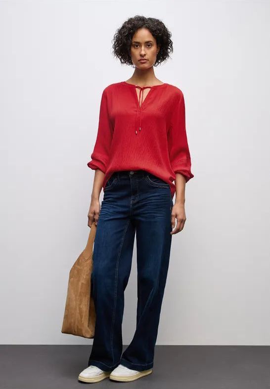 Street One Dames Tuniek met structuur en tape in Rood, in size: 34