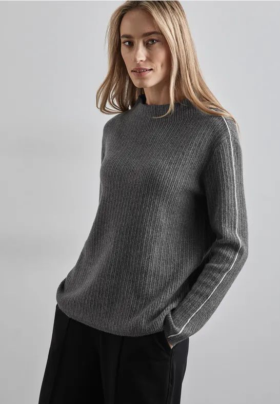 Street One - Gebreide Trui - Grijs - Dames