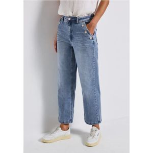 Street One Dames Jeans met knoopdetail in Blauw, in size: 31