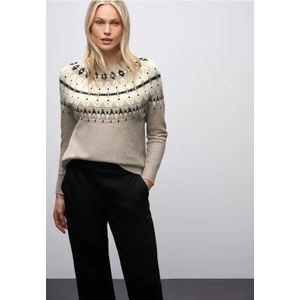 Street One Dames Trui met Noorse look in Beige, in size: 34