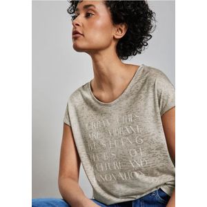 Street One Dames Bedrukt shirt in Beige, in size: 34