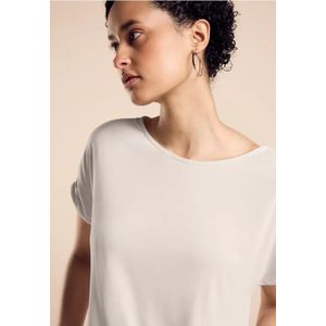 Street One Dames T-shirt met rimpels in Beige, in size: 44