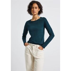 Street One - Dames Basic Shirt - Turkoois - Lange Mouwen