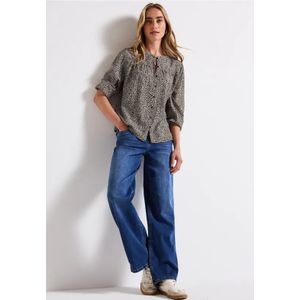 Street One - Gestructureerde Blouse - Beige - Dames - Leopatroon