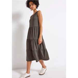 Street One Dames Jersey jurk met volants in Bruin, in size: 36